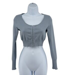 Sunday Best Cropped Hook Eye Scoop Neck Cardigan Ballet Long Sleeve Women S
